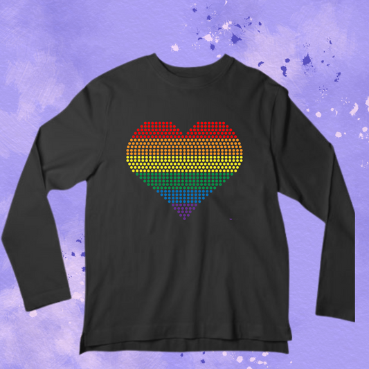 Rainbow Heart Rhinestone Apparel