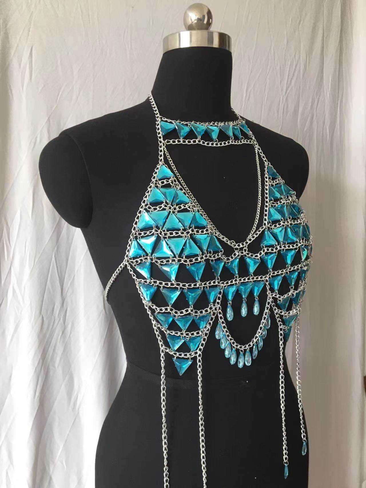Rhinestone Lingerie – Tassel Fringe Body Chain Accessory for Nightclub