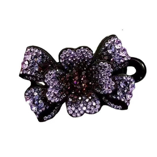 Elegant Rhinestone Barrette Flower Hair Clip