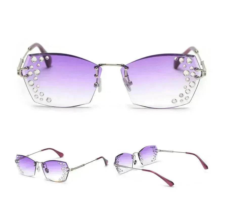 Fashion Trendy Classy Frameless Crystal Sunglasses Women Shades Rimless Rhinestone Sun Glasses Female diamonds Party Eyewear