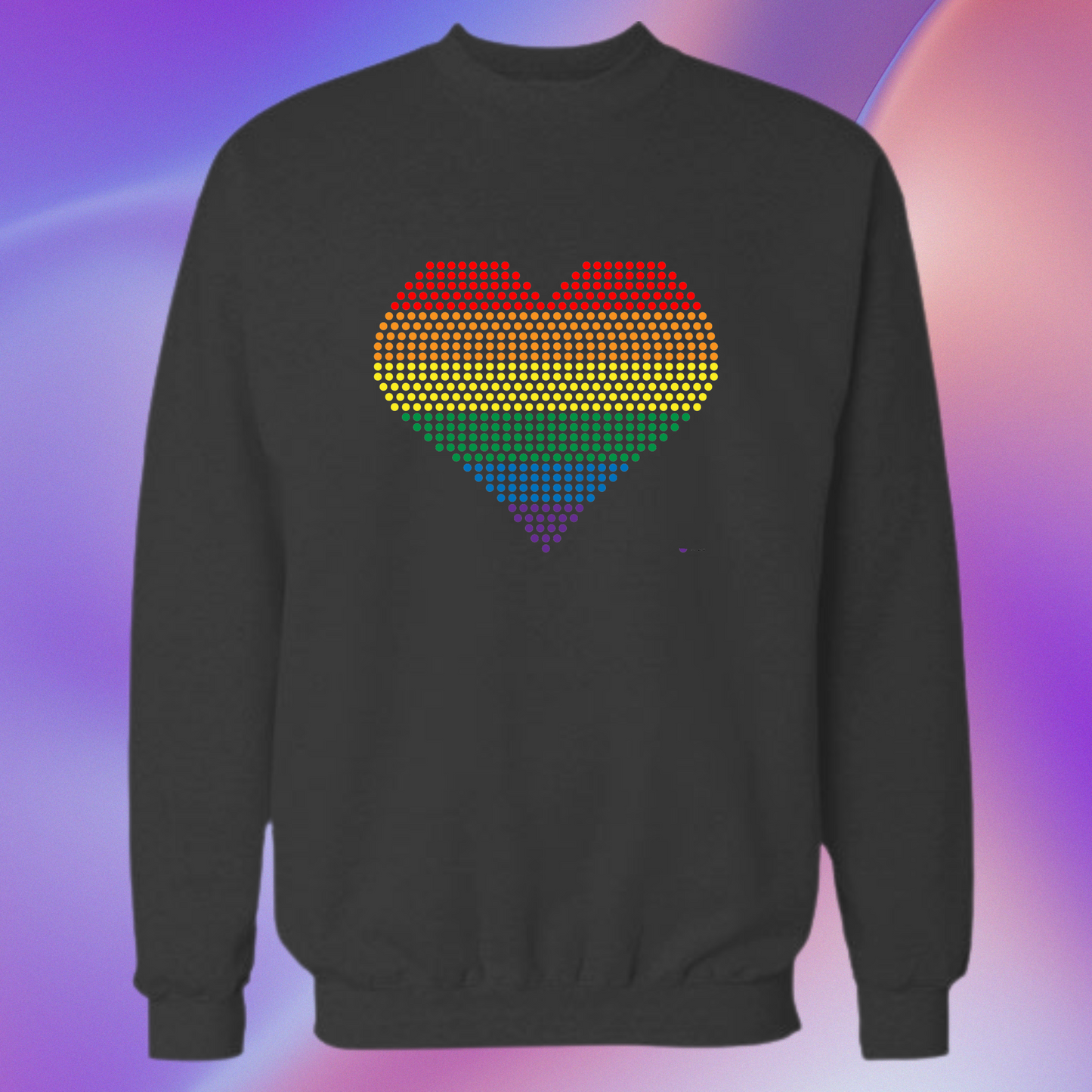 Rainbow Heart Rhinestone Apparel