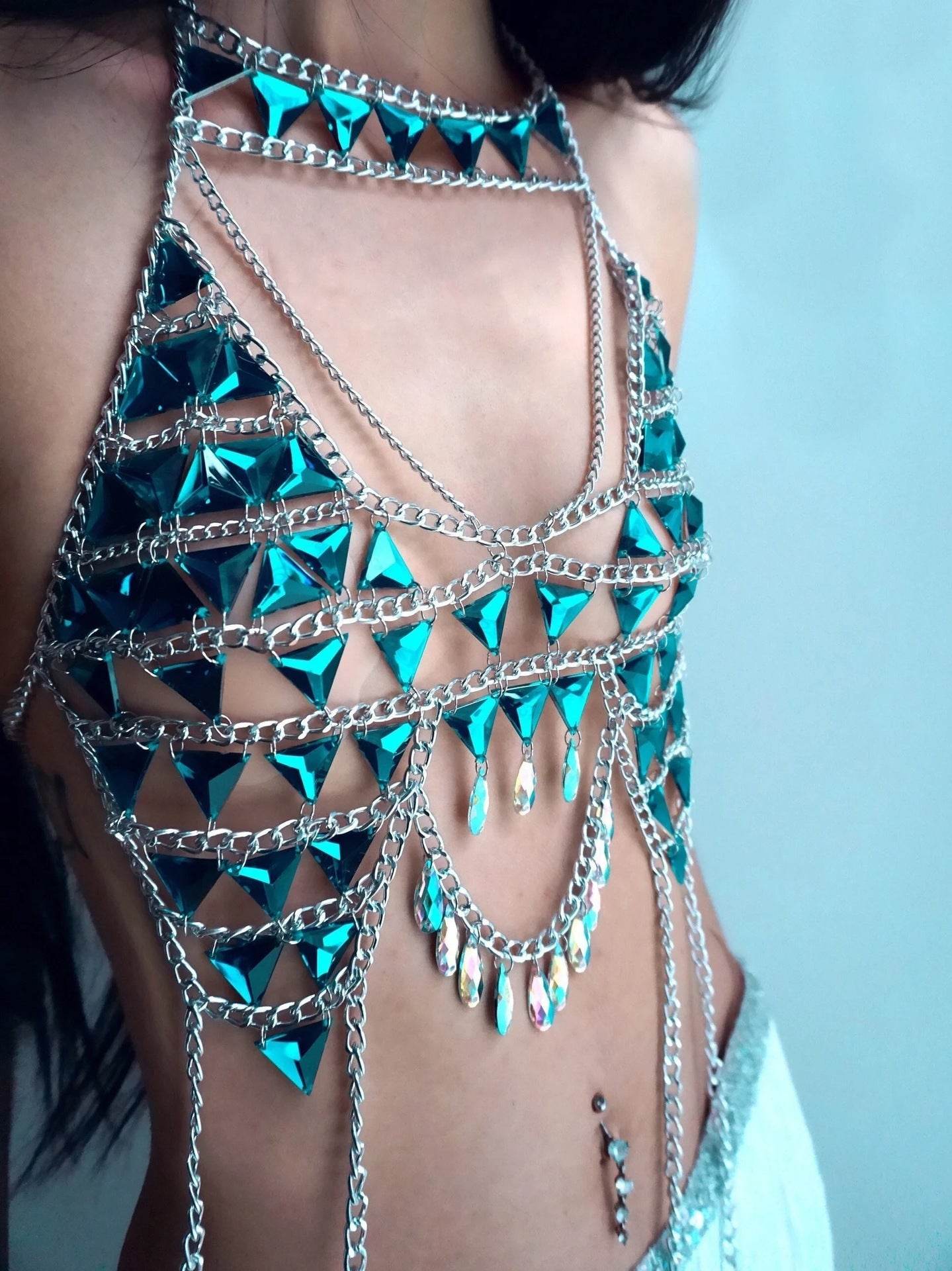 Rhinestone Lingerie – Tassel Fringe Body Chain Accessory for Nightclub