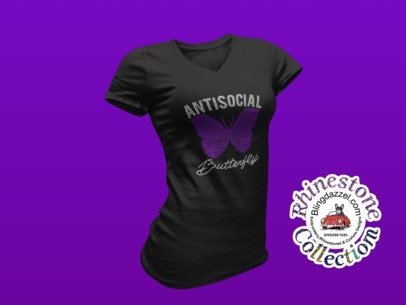 Anti-Social Butterfly Rhinestone Apparel