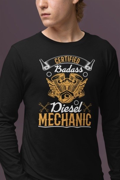 Certified Badass Diesel Mechanic – Rhinestone & Graphic Design