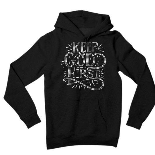 Keep God First Rhinestone Apparel