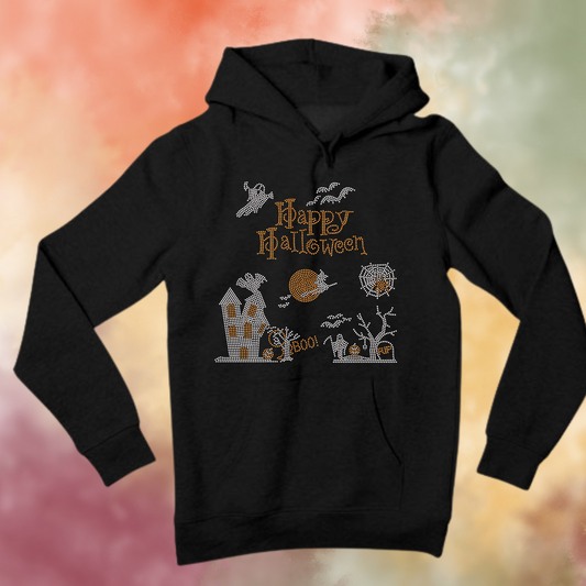 Happy Halloween Scene Rhinestone Apparel