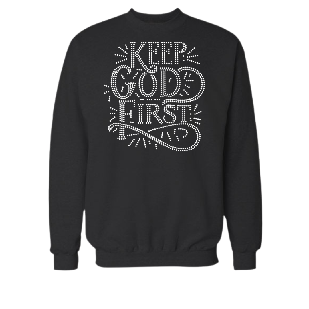 Keep God First Rhinestone Apparel