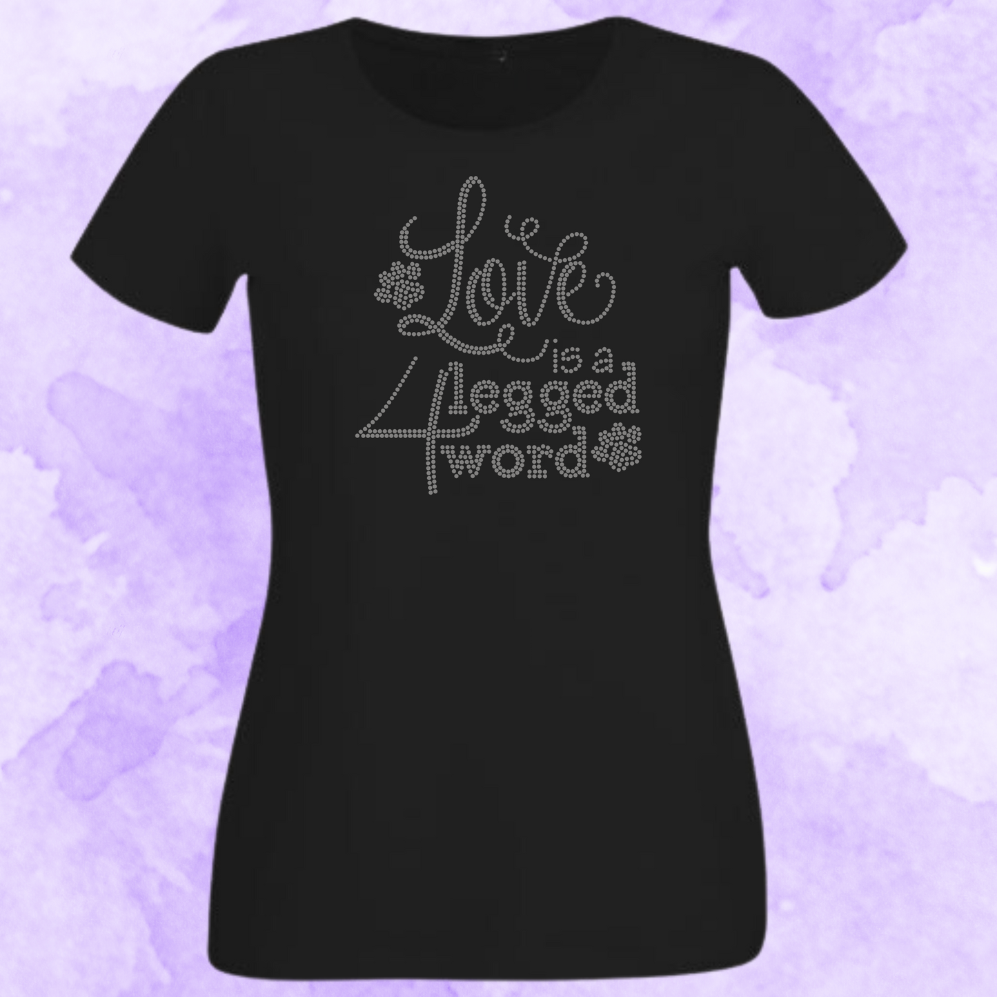 Love is a 4 Legged Word Rhinestone Shirt – Pet Lover Sparkle Bling Tee | Blingdazzel T-SHIRT