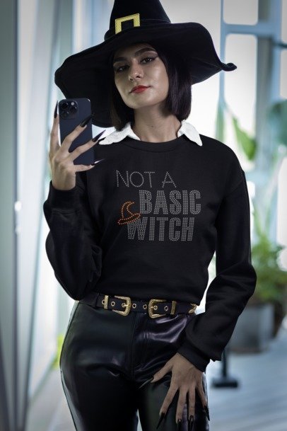 Not a Basic witch Rhinestone Apparel