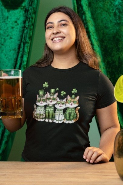 Lucky Paws St. Patrick's Day Cat Shirt – Cute Irish Cat Tee for Cat Lovers | Blingdazzel T-SHIRT