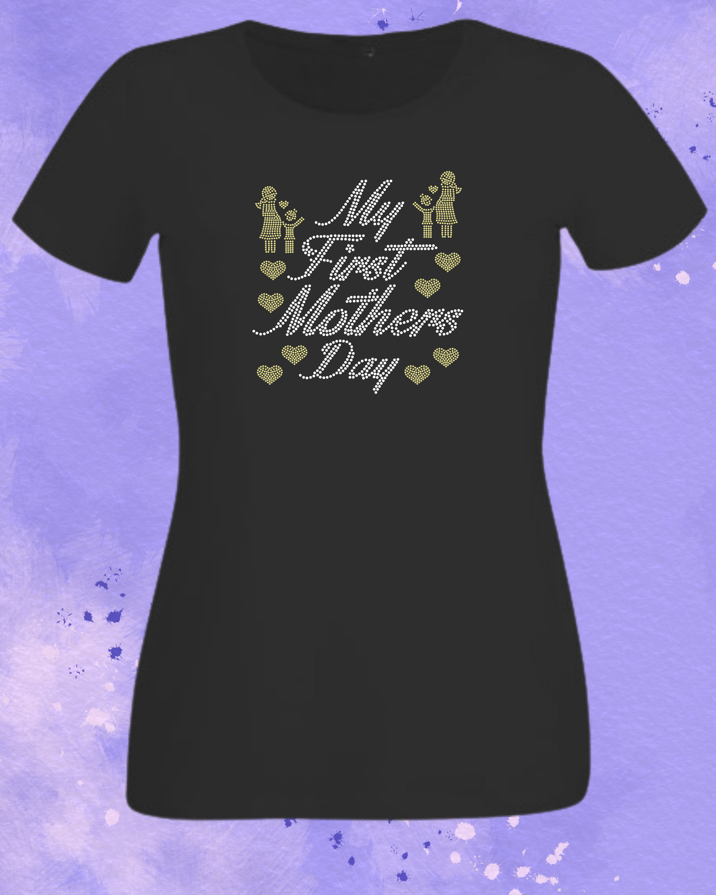 My First Mother's Day Rhinestone Shirt – New Mom Sparkle Bling Tee | Blingdazzel