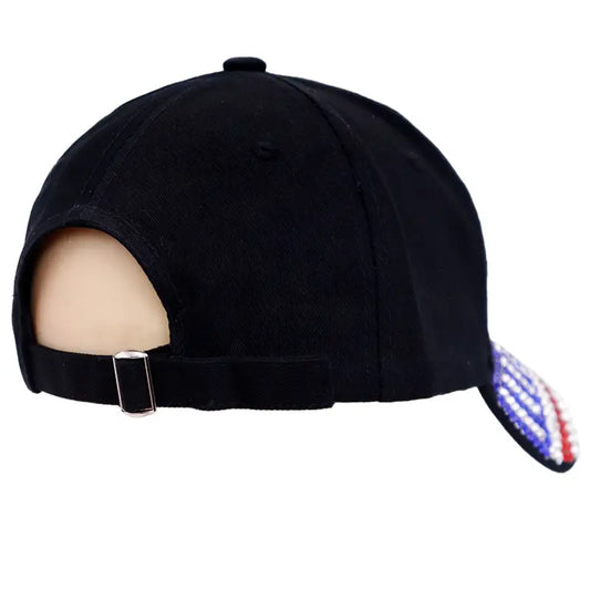 USA American Flag Bling Rhinestone Baseball Cap