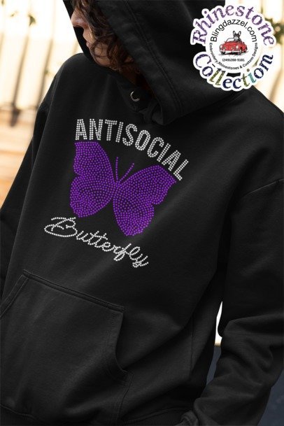 Anti-Social Butterfly Rhinestone Apparel