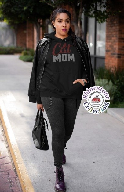 Cat Mom Rhinestone Apparel