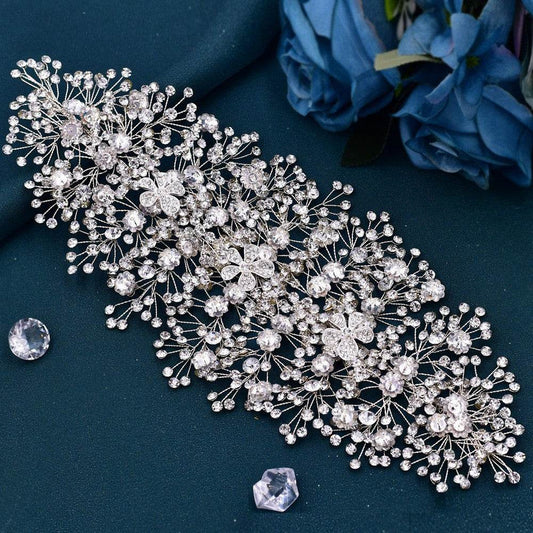 Luxury and Elegant Bridal Flower Rhinestone Headband Fashion Accessories set
