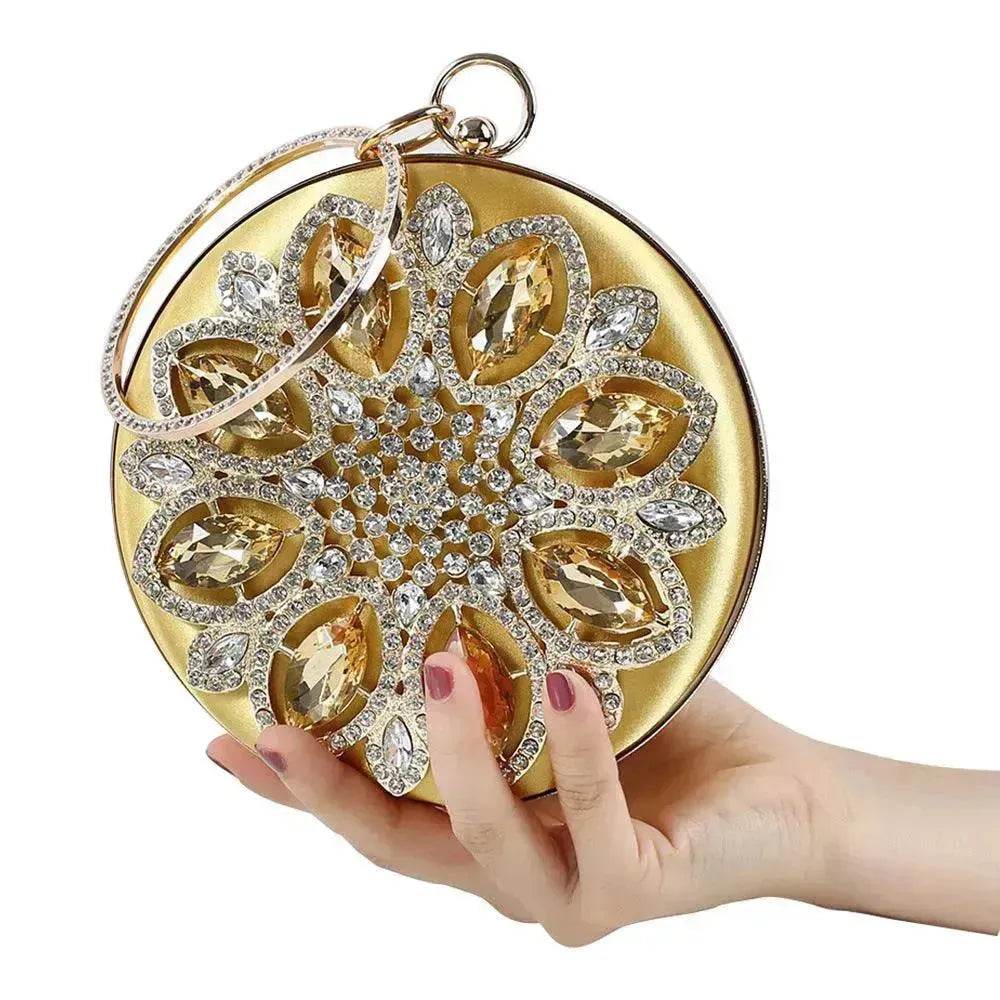 Fashion Rhinestone Diamond Silk Women's Hand Bag Dinner Wedding Party Clutch Bag Dress Bag