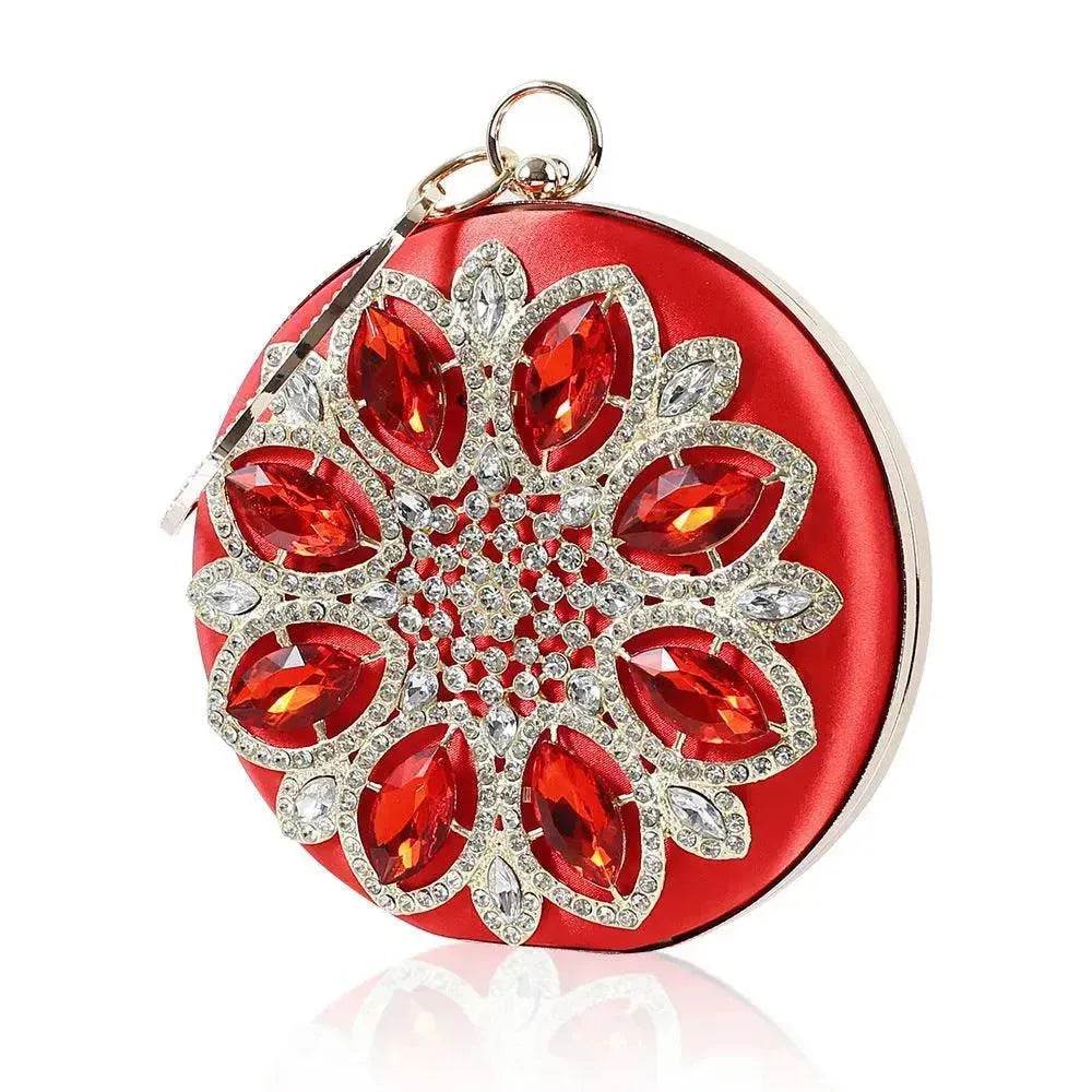 Fashion Rhinestone Diamond Silk Women's Hand Bag Dinner Wedding Party Clutch Bag Dress Bag