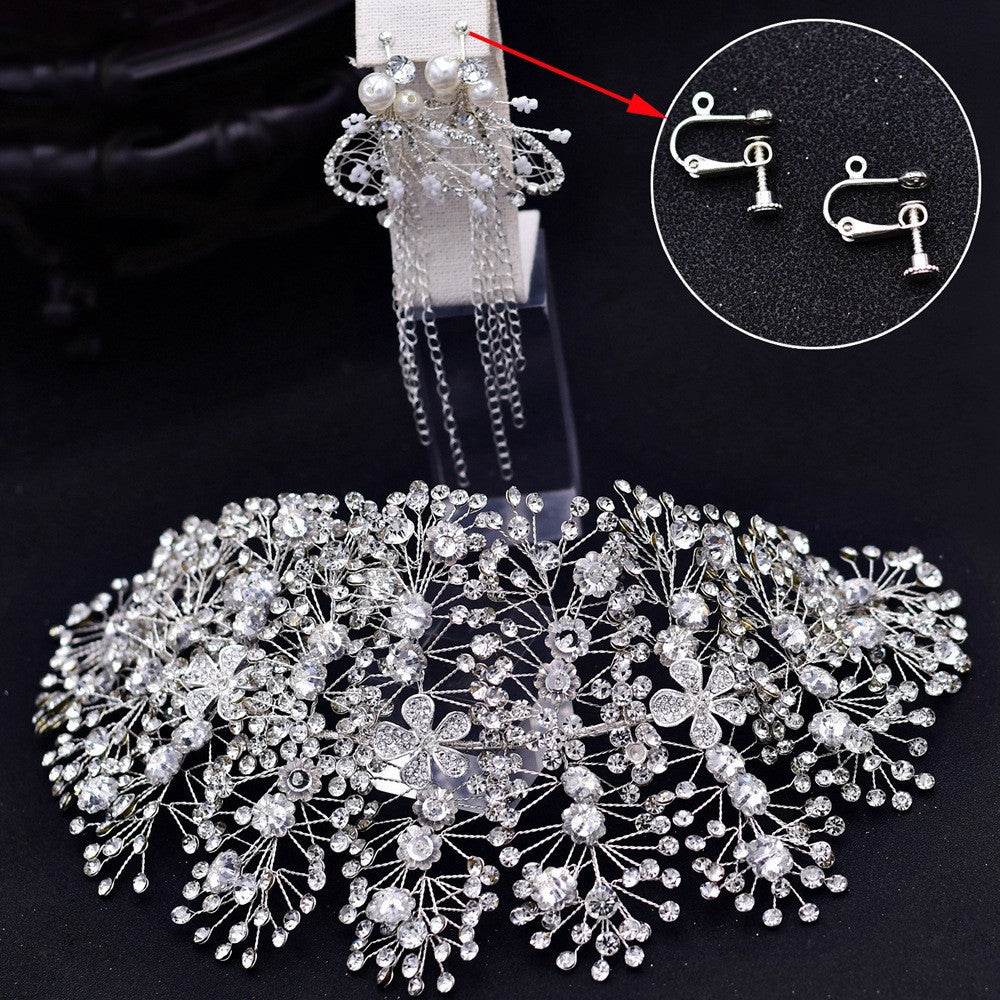 Luxury and Elegant Bridal Flower Rhinestone Headband Fashion Accessories set