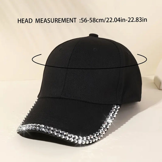 Rhinestone Baseball Cap Classic Black