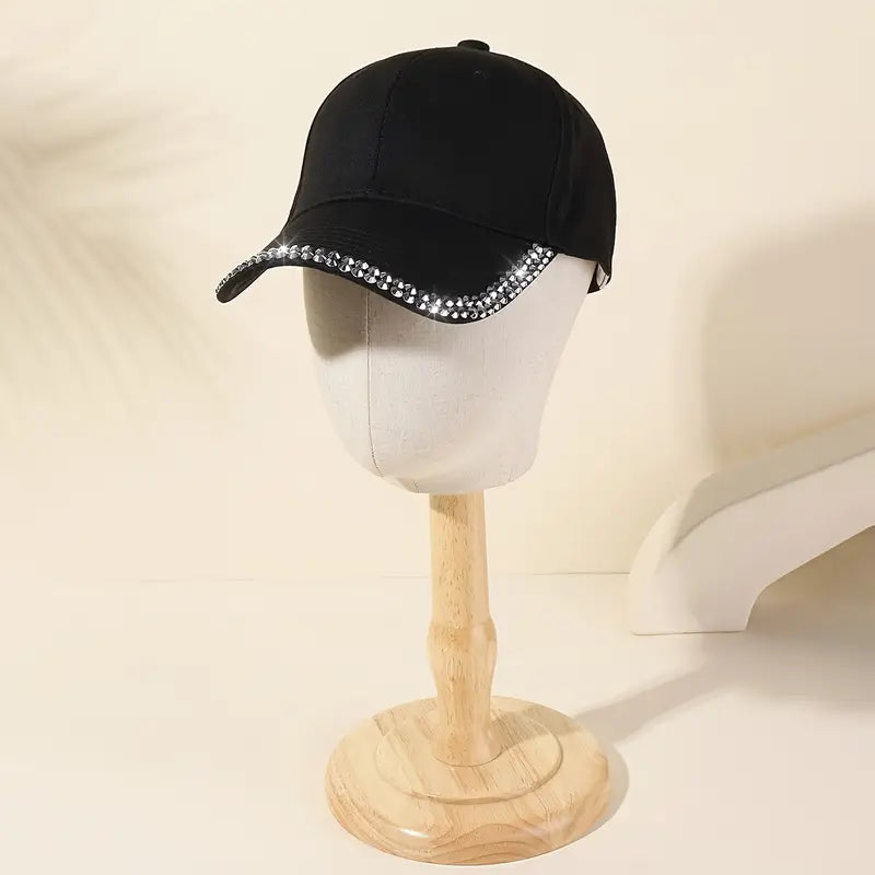 Rhinestone Baseball Cap Classic Black