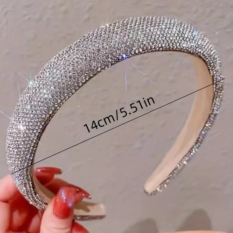 Sparkle Rhinestone Decor Hairband Elegant Shiny Headband