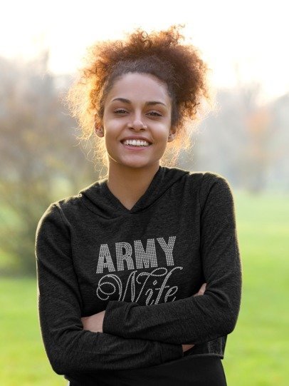 Army Wife Rhinestone Apparel