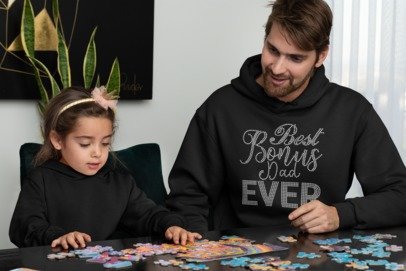 Best Bonus Dad Ever Rhinestone Apparel