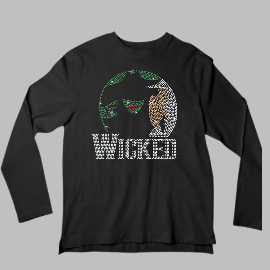 Wicked Rhinestone Shirt – Broadway Musical Sparkle Bling Tee | Blingdazzel LONG SLEEVE T-SHIRT