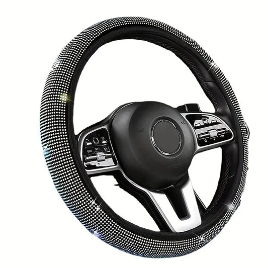 Car Steering Wheel Cover, All-season Universal Anti-skid Car Steering Wheel Handle Sleeve Set With Rhinestone Crystal Full Diamond Supplies Interior