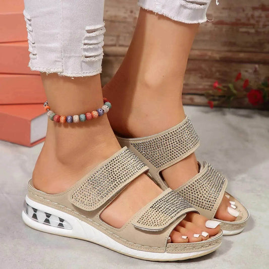 Summer Rhinestone Sandals: Non-slip, Chic & Casual