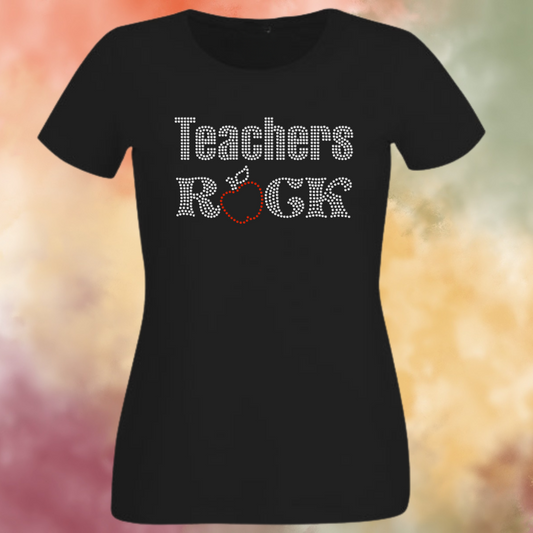 Rhinestone Teachers Rock with Apple