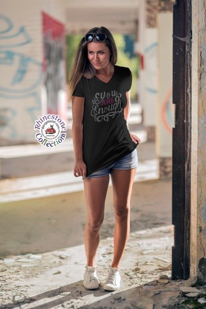 You Are Enough Rhinestone Shirt – Empowerment Sparkle Bling Tee | Blingdazzel