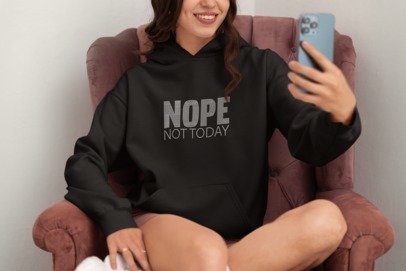Nope Not Today rhinestone black hoodie with crystal lettering – Sassy Rhinestone Shirts by Blingdazzel