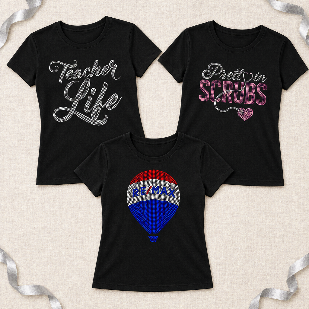 Black Teacher Life, Pretty in Scrubs and RE/MAX tees – Profession rhinestone apparel by Blingdazzel