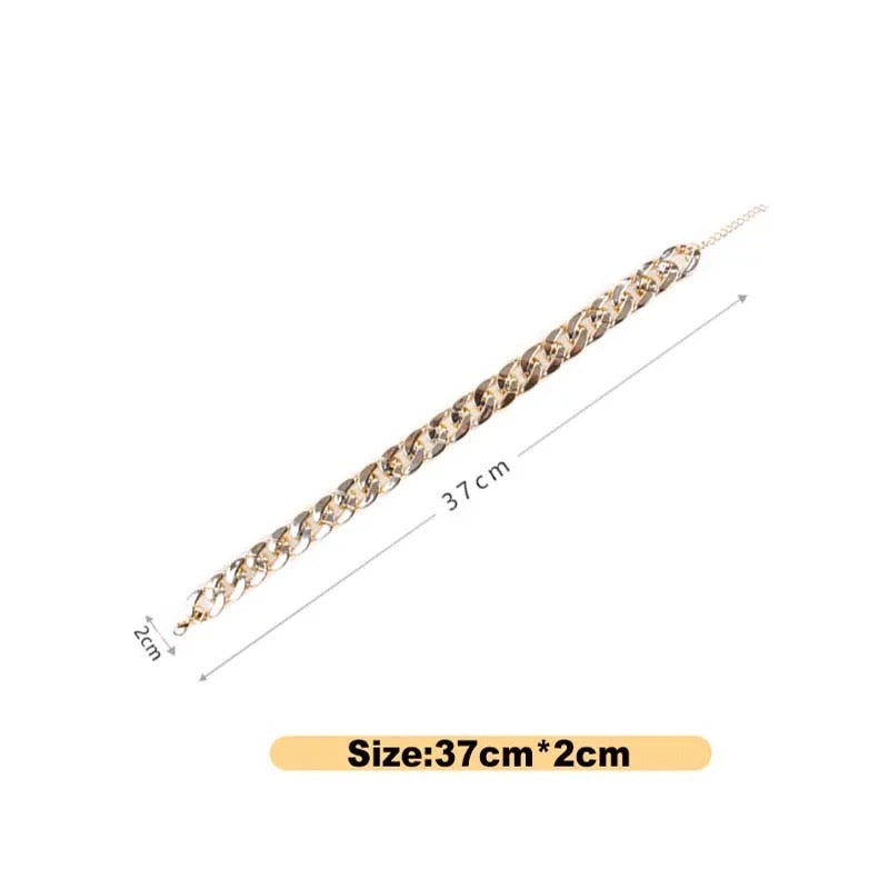 Gold-tone chain dog necklace with size markings, 37cm x 2cm