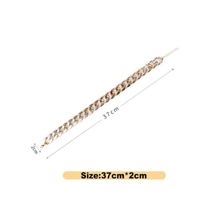 Gold-tone chain dog necklace with size markings, 37cm x 2cm