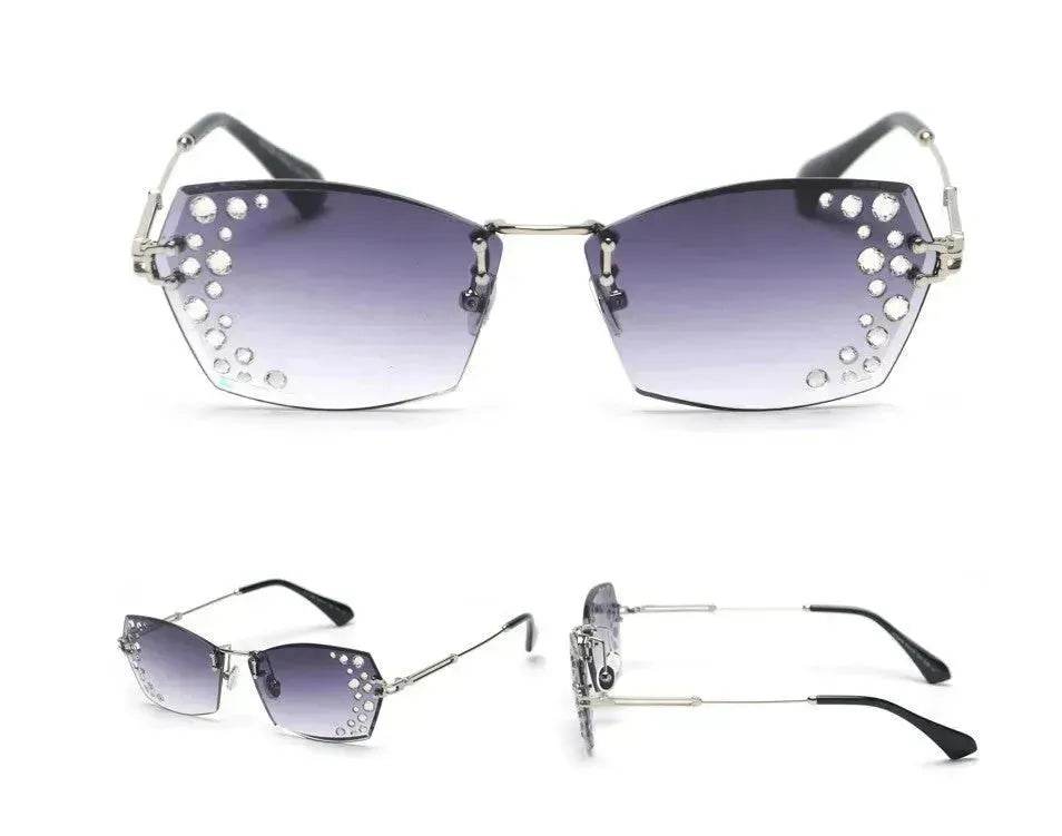 Fashion Trendy Classy Frameless Crystal Sunglasses Women Shades Rimless Rhinestone Sun Glasses Female diamonds Party Eyewear