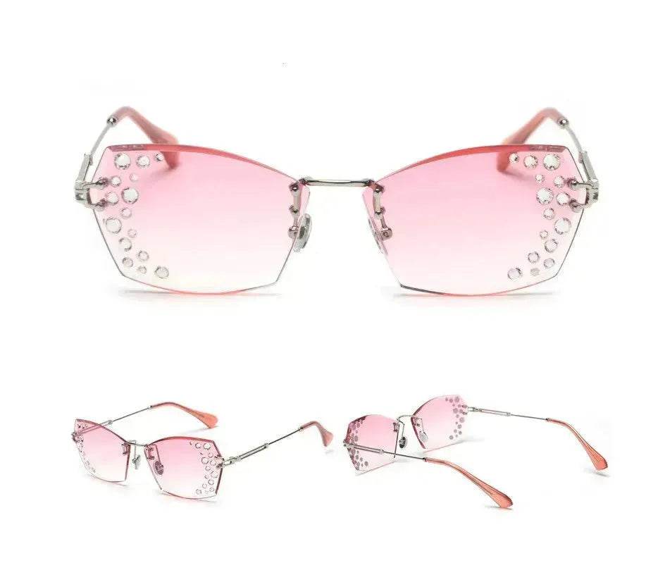 Fashion Trendy Classy Frameless Crystal Sunglasses Women Shades Rimless Rhinestone Sun Glasses Female diamonds Party Eyewear
