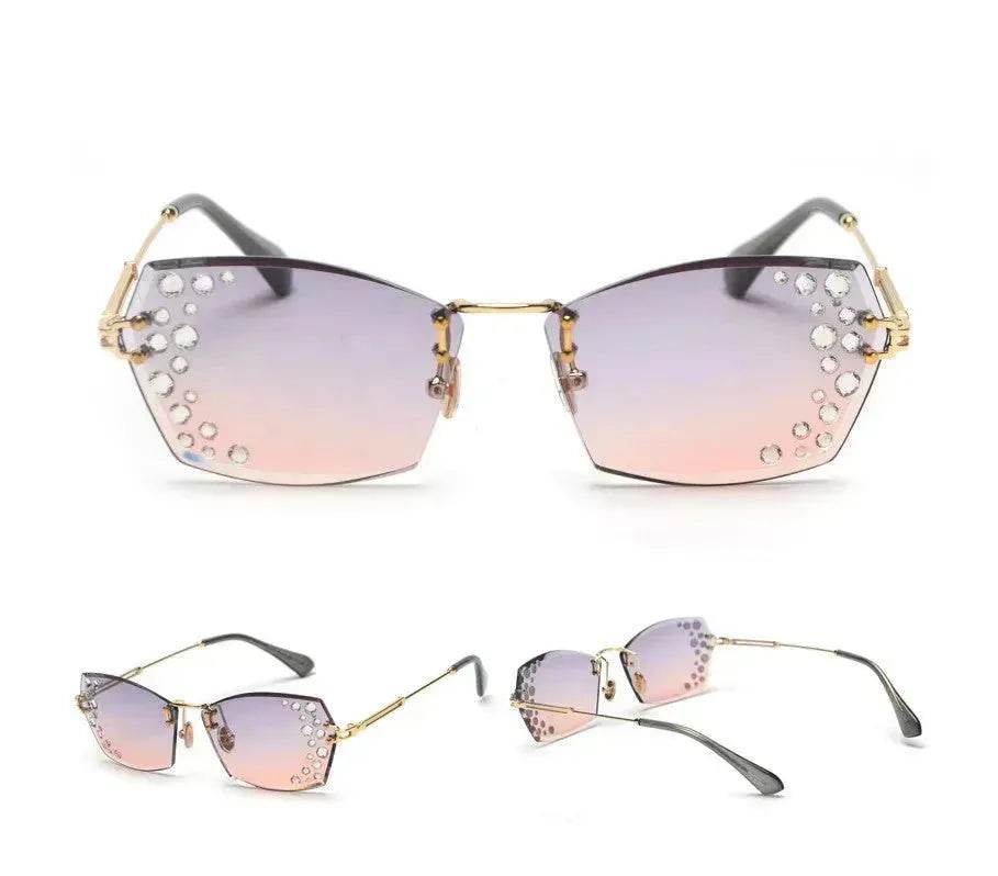 Fashion Trendy Classy Frameless Crystal Sunglasses Women Shades Rimless Rhinestone Sun Glasses Female diamonds Party Eyewear