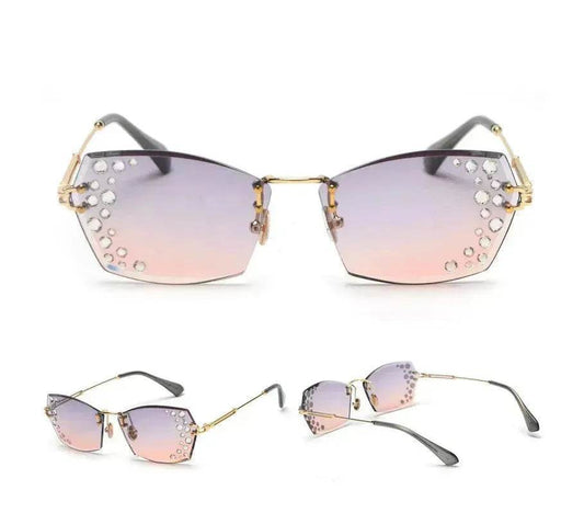 Fashion Trendy Classy Frameless Crystal Sunglasses Women Shades Rimless Rhinestone Sun Glasses Female diamonds Party Eyewear