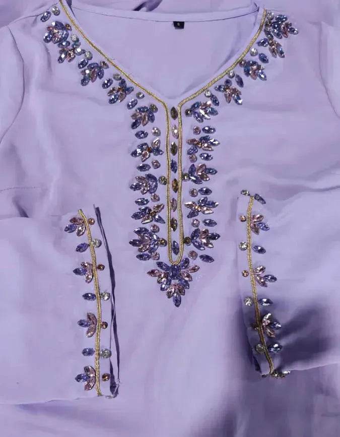 Casual Light Purple Heavy Industry Rhinestone Phnom Penh Robe Middle East Turkey Dress