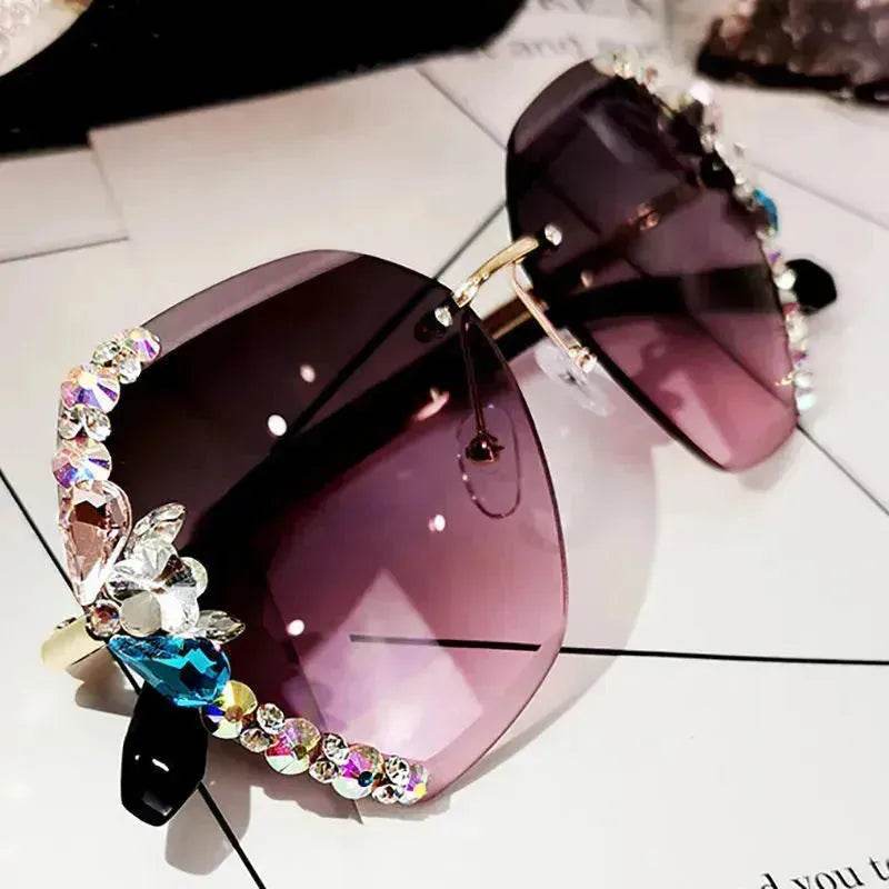 Luxury Rhinestone Square Sunglasses for Women Fashion Outdoor Shades