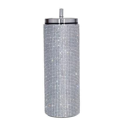 20oz/600ml Rhinestone Bling Bottle, Stainless Steel Tumblers With Straw