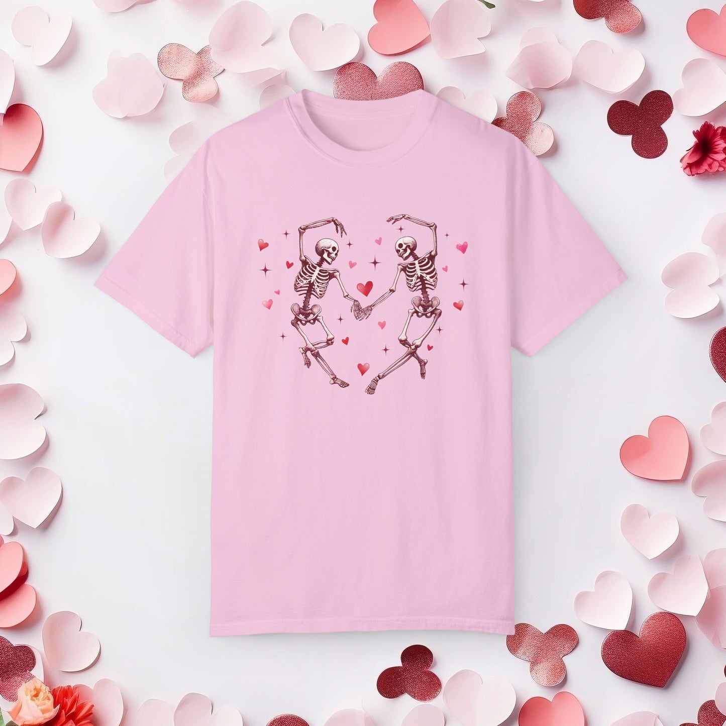 Valentine's Dancing Skeletons Comfort Colours T-shirt