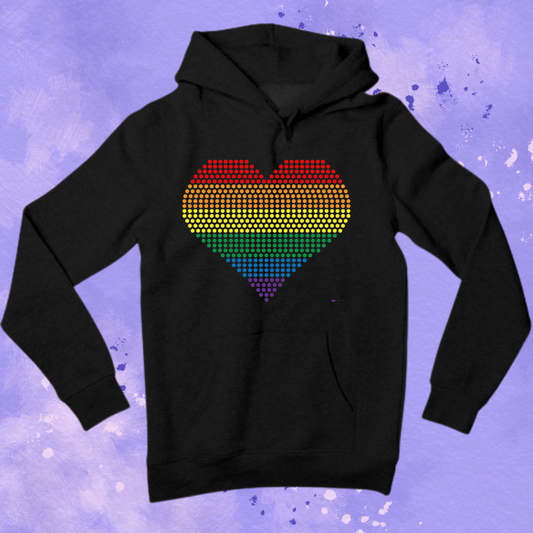 Rainbow Heart Rhinestone Apparel