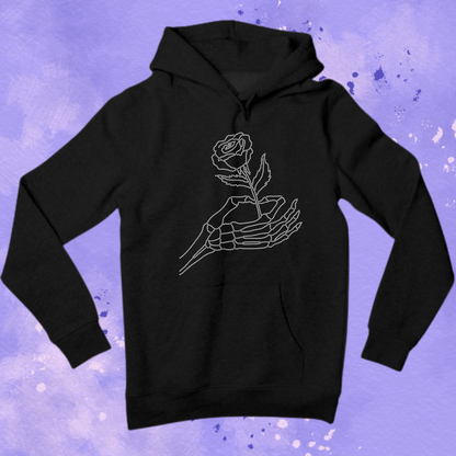 Skeleton Hand with Rose Rhinestone Apparel