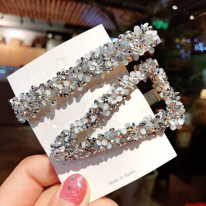 Elegant Rhinestone Flower Bling Hair Clip