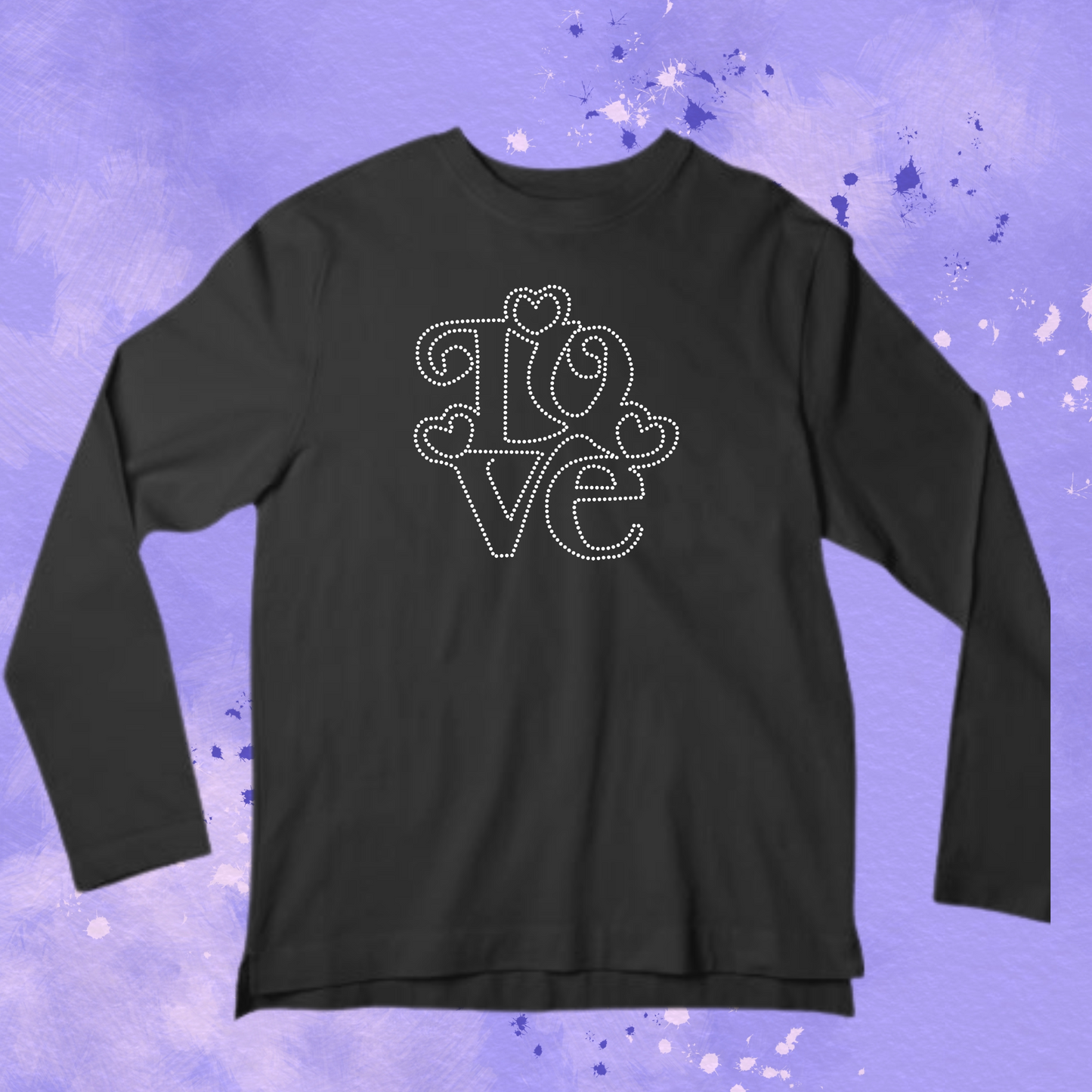 Love Stacked with hearts Rhinestone Apparel