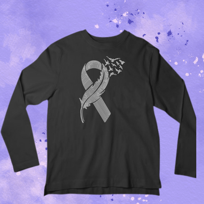 Breast Cancer Ribbon flying birds Rhinestone Apparel