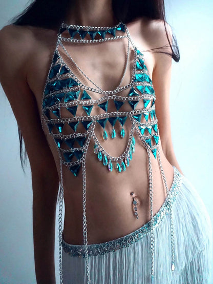 Rhinestone Lingerie – Tassel Fringe Body Chain Accessory for Nightclub